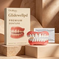 Oralhoe Premium Full Denture Set, Natural Silicone Upper & Lower Fake Teeth with Fitting Paste, Reusable Veneers for Confident
