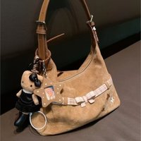 JIAERDI Sweet Cute Bow Star Tote Bag Women Large Capacity Brushed Shoulder Bag Ladies Retro Versatile Commuter Underarm Bag 2025