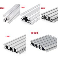 Rail linéaire d'extrusion de profil en aluminium, longueur 100mm-500mm, pour bricolage, établi d'imprimante 3D CNC, 1/2 pièces/lot, 2020 2040 2060 2080 20100