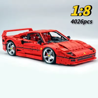 Klemmbausteine Technik X001 Roter Supersportwagen F40 Modell MOC-140629 Klassischer Rennwagen Bausatz DIY Montage-Spielzeug Kindergeschenke 4026 Teile