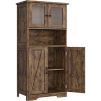 Bathroom Cabinet, White Freestanding Storage Cabinet with Glass Doors & Adjustable Shelves, Kitchen Pantry Cabinet, Cupboard