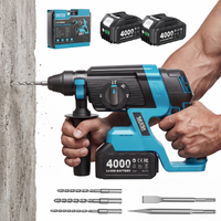 SEESII HB-BL2681 Akku-Bohrhammer 2,8J Bürstenloser Bohrhammer 4 Modi Multifunktionaler Schlagbohrhammer Akku-Werkzeugsatz mit 2x4,0Ah Akkus für Beton und Renovierung