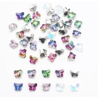 30 Pcs 8mm Mixed Butterfly Crystal Glass Pendants Colorful Loose Faceted Spacer Beads for DIY Making Jewelry Handmade Earring