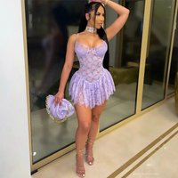 Sexy Girls Cocktail Dresses Sweetheart Sleeveless Lace Mini Evening Gowns Charming Short Customized Summer Night Club Skirts