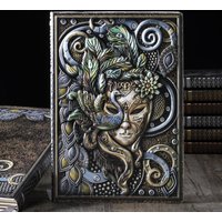Vintage Embossed Masquerade A5 Notebook Hardcover PU Cover 100 Sheets/Book Horizontal Line Page Office Learning Diary QP-81