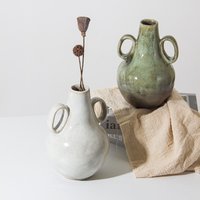 Ceramic Vase Chinese-style Retro Porcelain Vase Handle Pot Flower Arrangement Accessories Terrarium Home Decoration