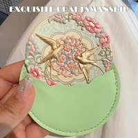 Vintage Chinese Style Mirror Peony Delicate Flower Mini Mirror Cosmetic Tool Portable Pocket Make-up Mirror Chinese Style Mirror