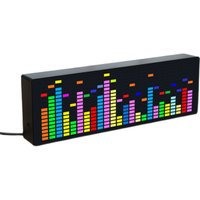 ABJA LED Music Spectrum Rhythm Lights Voice Sensor 1624 RGB Atmosphere Level Indicator with Clock Display(Wire Control)