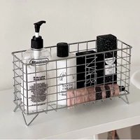 Stainless Steel Bathroom Organizer Basket Desktop Skincare Coffee Miscellaneous Items Sorting Rack Household Storage Caddy