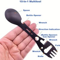 5 in 1 Multifunctional Outdoor Survival Camping EDC Tool Kit Fork Spoon Knife Bottle Can Opener Hiking Gear