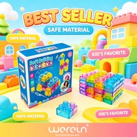 40PCS Jelly Building Blocks/Blox,Gummy Blocks Toys for Kids, Soft Flexible Twistable Stackable Bath Toys