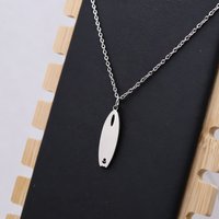 Kinitial Stainless Steel Surfboard Pendant Necklace Ocean Surfing Sports Charm Chain Beach Nautical Jewelry Gift For Women