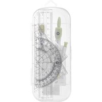 8PCS/Set High Quality Plastic Ruler Compasses Set Eraser Transparent Protractor Set Square Straight Ruler Drawing Tool Students