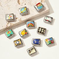 5pcs/lot Umbrella Ambulance Pistol Flower Rainbow Italian Charm Links Fit 9mm Stainless Steel Bracelets For Woman DIY Jewelry Ma