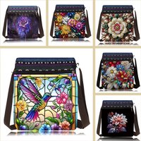 1 DIY animal/floral pattern diamond art painting set, canvas material crossbody bag that can be used with clothes