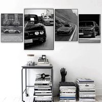 Luxuriöser cooler Sportwagen, schwarz-weiße Poster und Drucke, Leinwanddruck, modernes Wandkunstbild für Wohnzimmer, Heimdekoration, Geschenke