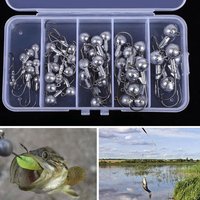 25/50PCS Jig Head Fishing Hooks Soft Lure Fishing Tools Carbon Steel Antirust Reuse Multi-Weight Jig Set