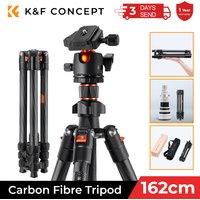 K&F CONCEPT 64"/1.6m Carbon Fiber Lightweight Travel Tripod with 36mm Metal Ball Head 8kg/17.6lbs and Quick Release Plate Tripod