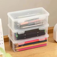 Multi-function Transparent Pen Case Large Capacity Lightweight Convenient Storage Pen Box Organizer Case For School Stationery