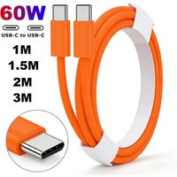 60W Type C To Type C Fast Charging Cable USB C Braided Data Wire Cord for IPhone 15 16 17 Pro Max Huawei Samsung Xiaomi Laptop