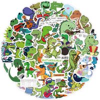 50pcs Cartoon Funny Dinosaur Band Stickers for DIY Scrapbooking Handbook Phone Water Cup Luggage Waterproof Stickers Decals