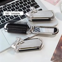 Folding Mini Hair Combs with Mirror For Travel hair styling tools Cartoon Hairbrush Head Massage Anti-Static Brushes mirrors
