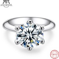 AnuJewel 1ct 2ct 3ct 5ct D Color Moissanite Engagement Ring for Women 925 Sterling Silver Gold Plated Solitaire Rings Wholesale