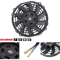 7 9 10 12 Inch Universal 12V 80W Slim Reversible Black Blade Electric Cooling Radiator Auto Fan Mounting Kit