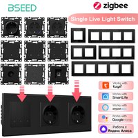 BSEED Zigbee Click Switch No Need Neutral Wire Modules Smart Sockets With Metering Smart Light Switch Parts DIY Combination