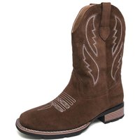 New Western Men's Cowboy Boots Vintage Mid-calf Motorcycle Boots Fashion Suede Leather Men's Boots Outdoor Casual Riding Boots