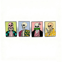 4pcs Demon Slayer Anime Skull Enamel Pins Lapel Badges Fashion Cosplay Accessories Jewelry Toys Gift for Backpack