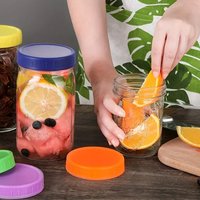 12pcs Colored Plastic Mason-Jar Lids 86mm/70mm Multi-purpose Reusable Canning Jar Lids for Kitchen