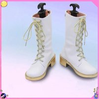 Hot Aesthetic White Leather Cosplay Boots - Halloween Comic-con Carnival Role Play Shoes