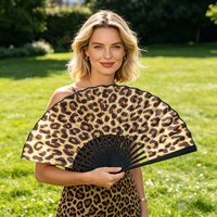 Leopard Print Folding Fan Dance Prop Elegant Lady Handheld Fan Bar Festival Party Performance Decoration Prop Portable Fans