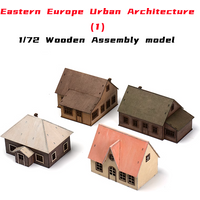1/72 Eastern Europe Town Wooden Assembly Model DIY Handmade Building
