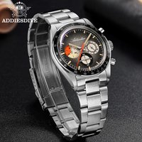 ADDIESDIVE Top Brand AD2551 Men's Quartz Chronograph Watch 0S20 Movement C3 Luminous 316L Stainless Steel 10Bar Waterproof Watch