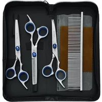 6.0" Purple Dragon Professional Pet Hair Scissors Japan Steel Dog Straight Curved Cutting Thinning Shears Hair Clippers B0002B