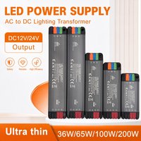 AC110-265 24V Silent Lighting Transformer 200W/100W/65W/36W LED Power Supply 12V Mini Power Supply for Light Strips