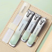 Nail Clipper Set, 4Pcs Stainless Steel, Anti Slip Gradient Handle, Nano File Included, Durable Sharp, Home Travel Manicure