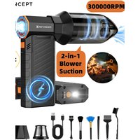 300000RPM Vacuum LED Magnetic Electric Air Duster Compressed 2-in-1 Air Blower&Suction for Computer,Laptop Keyboard,Camera Clean