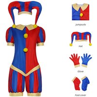 Circus Pomni Cosplay Costume with Hat Gloves Halloween Costumes Carnival Outfits(SIZE 140cm-Adult 3XL)