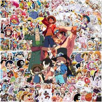 AliExpress Bandai 50/100pcs ONE PIECE Anime Stickers Cool Cartoon Decals Kid Toy DIY Stationery Suitcase Car Bike Waterproof Classic Manga Sticker