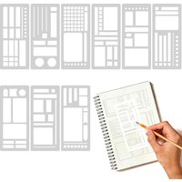 9 Pcs Plastic Reusable Children's painting templates for Tools Supplies for Journal Calendar Making Drawing Lines DIY Craft