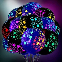 12inch Light Fluorescent Neon Star Blacklight Latex Balloon for Glow In The Dark Birthday Party Supplies Wedding Arch Decoration