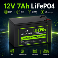 Dreamdash 12V 7Ah LiFePO4 Akku 89,6Wh Wiederaufladbare Lithium-Eisenphosphat-Batterie mit integriertem BMS F2 Anschluss für Kinderfahrzeuge, USV, Solar-Toröffner, Notlicht, Wohnmobil, Golfwagen,
