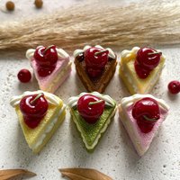 10pcs 3D Simulation Cherry Cake Resin Decorative Accessories diy handmade hair clip Keychain pendant Desk decoration items