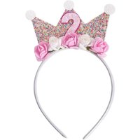 Kids' 2-6Y Birthday Party Headband & Sash: Flower Crown Sparkle Design, Princess Vibe, Comfortable,Perfect for Birthday Parties