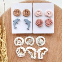 6Pcs Summer Ocean Clay Cutters Marine Animal & Shell Shaped Clay Cutter Shaped Molds for Polymer Clay Earrings & Crafts