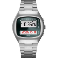 TV Design Retro 1970s Electronic Digital Watch LCD Display Stainless Steel Case Classic Curved Design For Couple Lovers