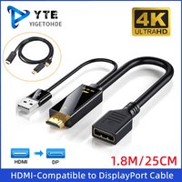 HDMI-Compatible to DisplayPort Cable Unidirectional 4K@60Hz for PC Laptop Xbox HDMI to DP Adapter Cable with USB Power Cable